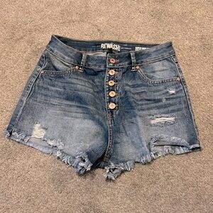 Super high rise Rewash denim shorts